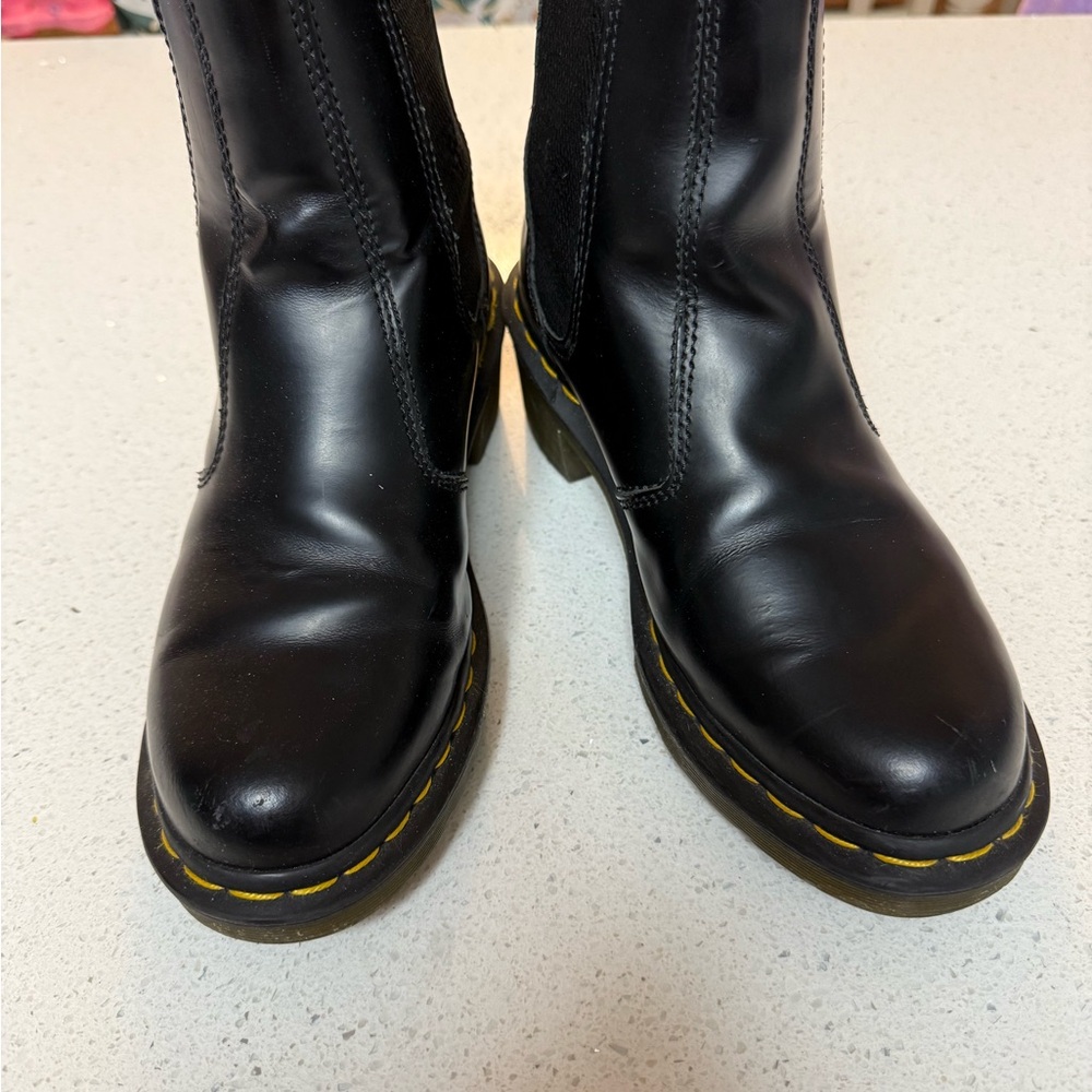 Dr. Martens Black Boots with Yellow Stitching